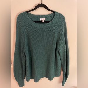 JESSICA SIMPSON - cozy green crew neck sweater - ribbed knit - size XXL